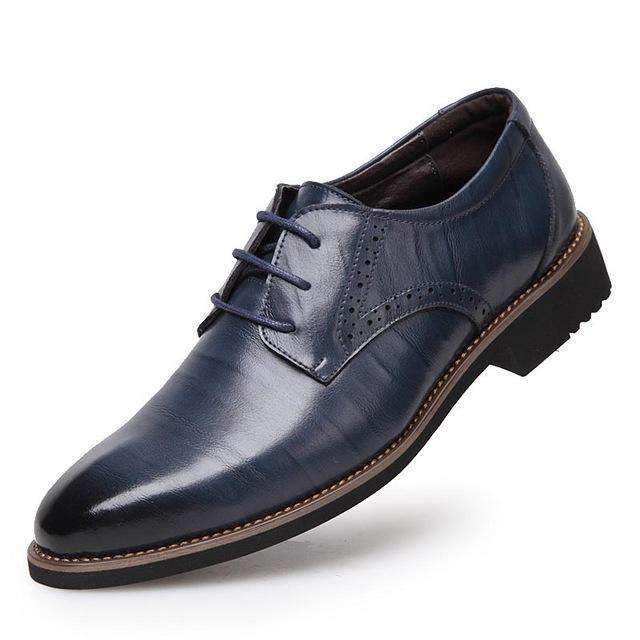 100% Genuine Leather Mens Dress Shoes / High Quality Oxford Shoes-blue-6.5-JadeMoghul Inc.