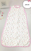 100% Muslin Cotton Baby Thin Sleeping Bag For Summer Baby Sleeveless Sleepsacks Saco De Dormir Para Bebe Sacks KF484-pink star-JadeMoghul Inc.