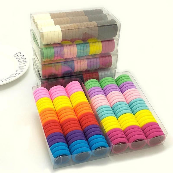 100 pcs/lot kids hair rope Hair Accessories Scrunchy Elastic Hair Bands Girls decorations Headbands Rubber Band gum for hair AExp