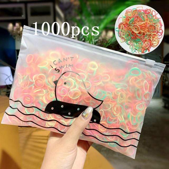 1000pcs Colors Girls Baby Hair Ring Rope Headwear Scrunchies Elastic Hair Band Kids Hair Accessories for Women Fashion Hair Tie AExp
