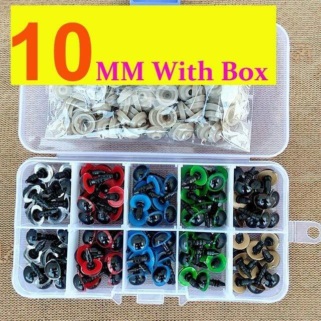 100PCS 8mm 10mm 12mm Mix Color Plastic Animal Safety Eyes For Toys Teddy Bear Stuffed For Dolls Craft Amigurumi Accessories Box AExp