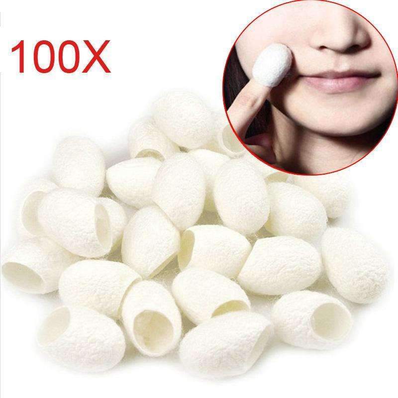 100Pcs Organic Natural Silk Cocoons Silkworm Balls Facial Skin Care Scrub Purifying Acne Anti Aging Whitening YF2017--JadeMoghul Inc.