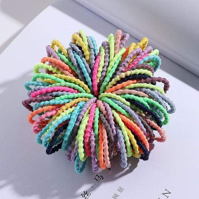 100PCS/Set Girls Candy Colors Nylon Elastic Hair Bands Children Rubber Band Headband Scrunchie Fashion Hair Accessories AExp