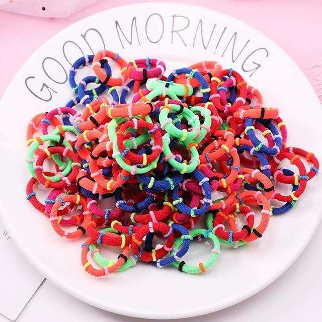 100PCS/Set Girls Candy Colors Nylon Elastic Hair Bands Children Rubber Band Headband Scrunchie Fashion Hair Accessories AExp