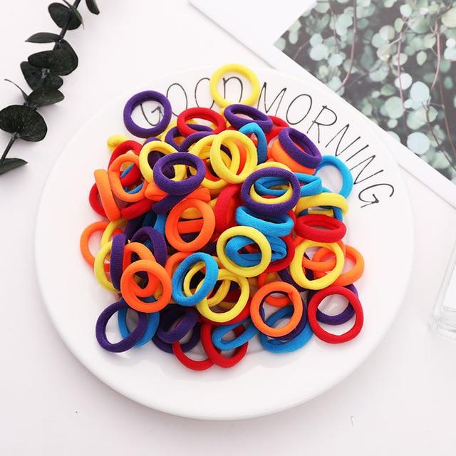 100PCS/Set Girls Candy Colors Nylon Elastic Hair Bands Children Rubber Band Headband Scrunchie Fashion Hair Accessories AExp