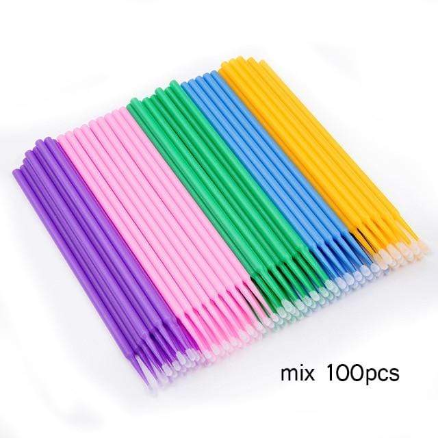 100Pcs/ Wholesale Disposable Eyelash Micro Brushes Mascara Swab Eyelash Extension Brushes Applicator Wands Makeup Tools Kit AExp