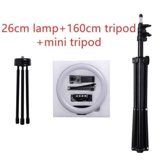 10inch Photography LED Selfie Ring Light 26cm Dimmable Camera Phone Ring Lamp With Stand Tripods For Makeup Video Live Studio AExp