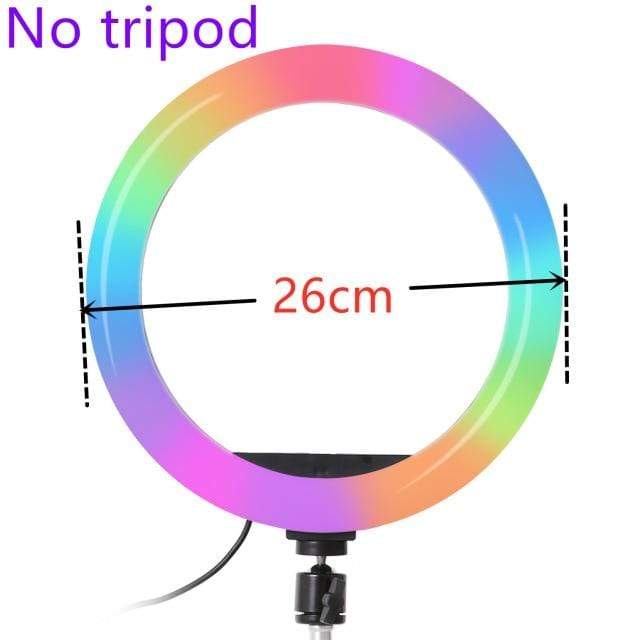 10inch Photography LED Selfie Ring Light 26cm Dimmable Camera Phone Ring Lamp With Stand Tripods For Makeup Video Live Studio AExp