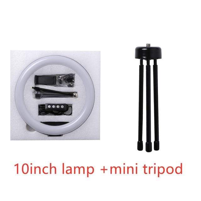 10inch Photography LED Selfie Ring Light 26cm Dimmable Camera Phone Ring Lamp With Stand Tripods For Makeup Video Live Studio AExp