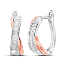 10k 2-tone Gold Women's Baguette Diamond Hoop Earrings - FREE Shipping (US/CA)-Gold & Diamond Earrings-JadeMoghul Inc.