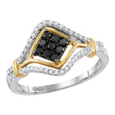 10k 2-tone Gold Women's Black Diamond Cluster Ring - FREE Shipping (US/CA)-Gold & Diamond Cluster Rings-8-JadeMoghul Inc.