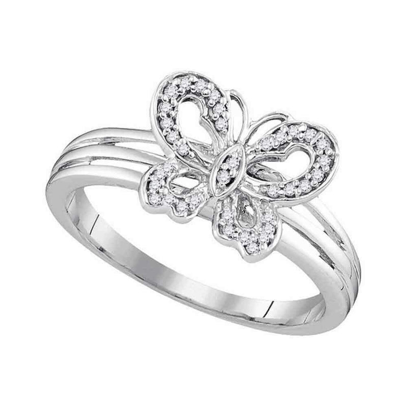 10k 2-tone Gold Women's Diamond Butterfly Ring - FREE Shipping (US/CA)-Gold & Diamond Rings-5.5-JadeMoghul Inc.