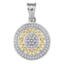 10k 2-tone Gold Women's Diamond Circle Pendant - FREE Shipping (US/CA)-Gold & Diamond Pendants & Necklaces-JadeMoghul Inc.