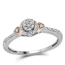 10k 2-tone Gold Women's Diamond Cluster Double Heart Ring-Gold & Diamond Cluster Rings-7.5-JadeMoghul Inc.