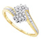 10k 2-tone Gold Women's Diamond Cluster Ring - FREE Shipping (US/CA)-Gold & Diamond Cluster Rings-5-JadeMoghul Inc.