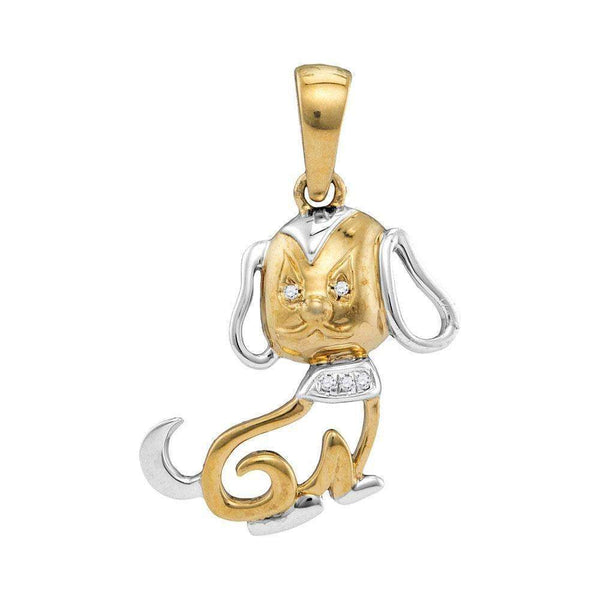 10k 2-tone Gold Women's Diamond Dog Pendant - FREE Shipping (US/CA)-Gold & Diamond Pendants & Necklaces-JadeMoghul Inc.