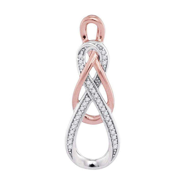 10k 2-tone Gold Women's Diamond Double Infinity Pendant-Gold & Diamond Pendants & Necklaces-JadeMoghul Inc.