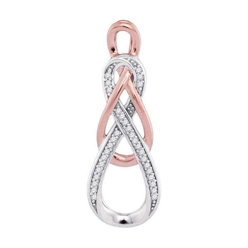 10k 2-tone Gold Women's Diamond Double Infinity Pendant-Gold & Diamond Pendants & Necklaces-JadeMoghul Inc.