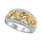 10k 2-tone Gold Women's Diamond Filigree Ring - FREE Shipping (US/CA)-Gold & Diamond Bands-5-JadeMoghul Inc.