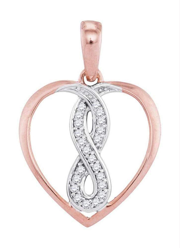 10k 2-tone Gold Women's Diamond Heart Infinity Pendant - FREE Shipping (US/CA)-Gold & Diamond Pendants & Necklaces-JadeMoghul Inc.