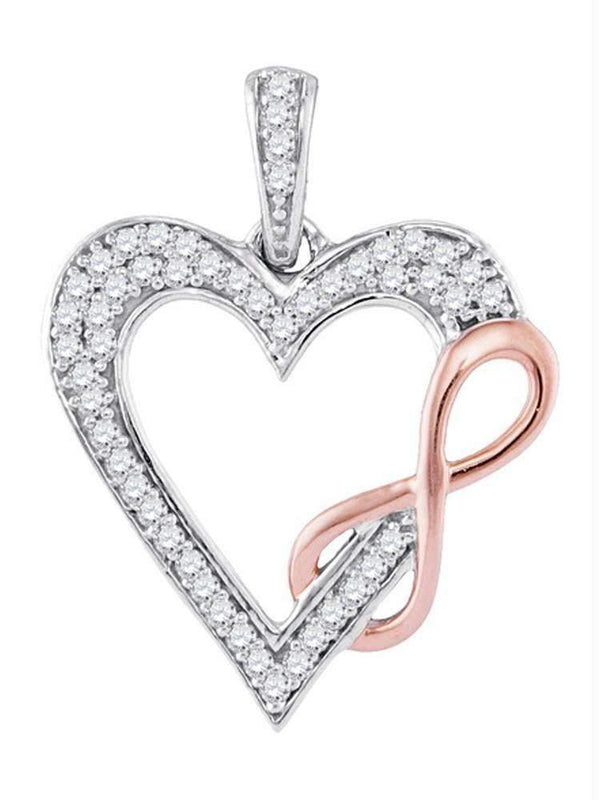 10k 2-tone Gold Women's Diamond Heart Infinity Pendant - FREE Shipping (US/CA)-Gold & Diamond Pendants & Necklaces-JadeMoghul Inc.