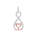 10k 2-tone Gold Women's Diamond Heart Infinity Pendant-Gold & Diamond Pendants & Necklaces-JadeMoghul Inc.