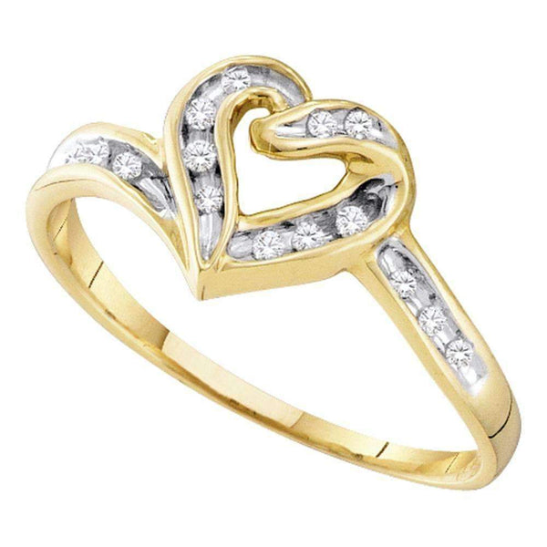 10k 2-tone Gold Women's Diamond Heart Ring - FREE Shipping (US/CA)-Gold & Diamond Heart Rings-5-JadeMoghul Inc.