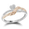 10k 2-tone Gold Women's Diamond Heart Rose Ring - FREE Shipping (US/CA)-Gold & Diamond Heart Rings-6-JadeMoghul Inc.