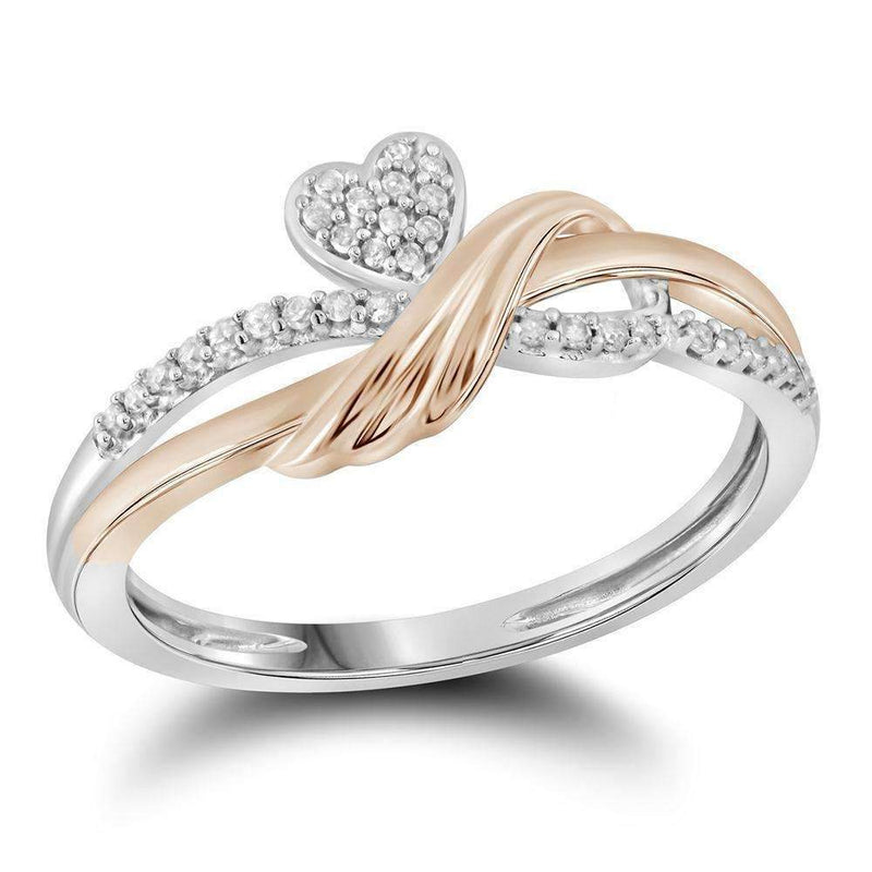 10k 2-tone Gold Women's Diamond Heart Rose Ring - FREE Shipping (US/CA)-Gold & Diamond Heart Rings-6-JadeMoghul Inc.