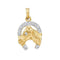 10k 2-tone Gold Women's Diamond Horseshoe Pendant - FREE Shipping (US/CA)-Gold & Diamond Pendants & Necklaces-JadeMoghul Inc.