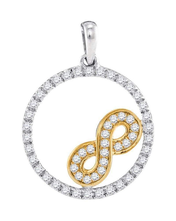 10k 2-tone Gold Women's Diamond Infinity Circle Pendant - FREE Shipping (US/CA)-Gold & Diamond Pendants & Necklaces-JadeMoghul Inc.