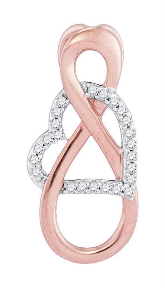 10k 2-tone Gold Women's Diamond Infinity Heart Pendant - FREE Shipping (US/CA)-Gold & Diamond Pendants & Necklaces-JadeMoghul Inc.