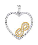 10k 2-tone Gold Women's Diamond Infinity Heart Pendant - FREE Shipping (US/CA)-Gold & Diamond Pendants & Necklaces-JadeMoghul Inc.