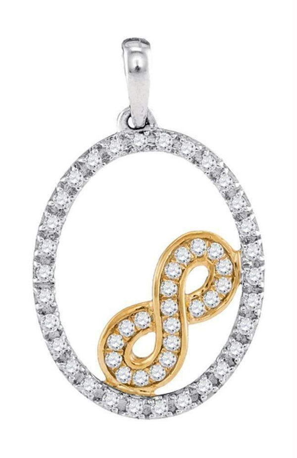 10k 2-tone Gold Women's Diamond Infinity Oval Pendant - FREE Shipping (US/CA)-Gold & Diamond Pendants & Necklaces-JadeMoghul Inc.