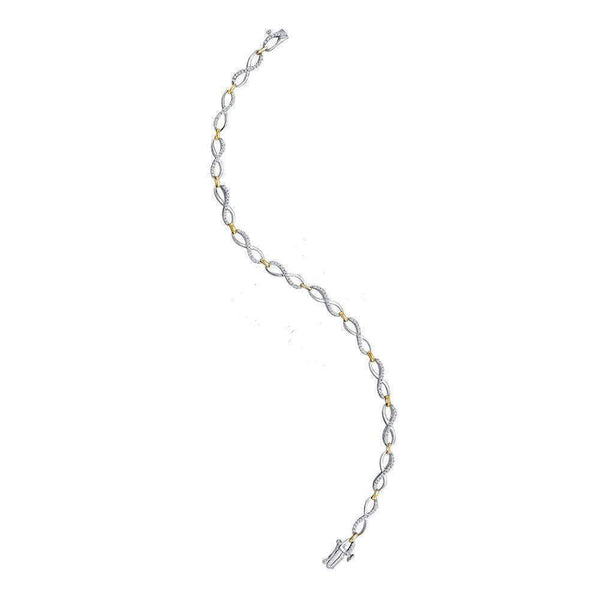 10k 2-tone Gold Women's Diamond Infinity Tennis Bracelet - FREE Shipping (US/CA)-Gold & Diamond Bracelets-JadeMoghul Inc.