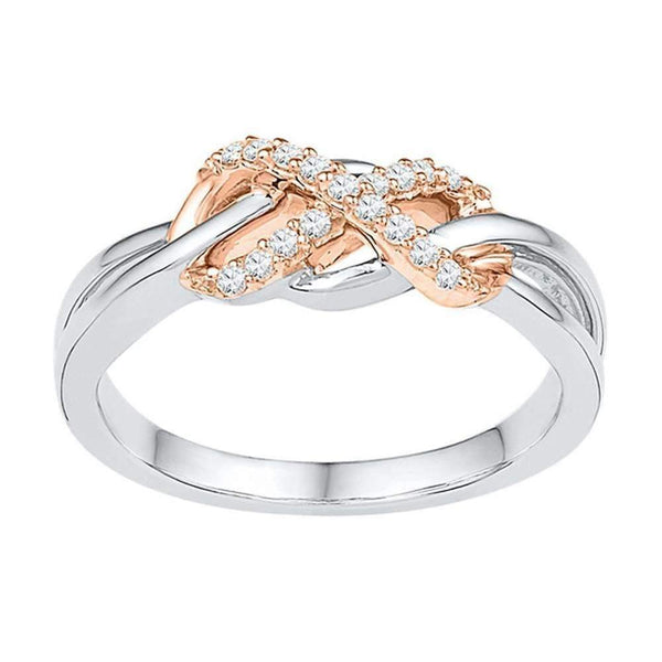 10k 2-tone Gold Women's Diamond Infinity Twist Ring-Gold & Diamond Rings-6-JadeMoghul Inc.