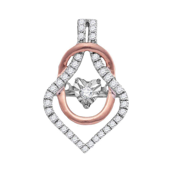10k 2-tone Gold Women's Diamond Moving Twinkle Fashion Pendant-Gold & Diamond Pendants & Necklaces-JadeMoghul Inc.