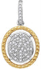 10k 2-tone Gold Women's Diamond Oval Cluster Yellow Rope Frame Pendant - FREE Shipping (US/CA)-Gold & Diamond Pendants & Necklaces-JadeMoghul Inc.