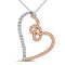 10k 2-tone Gold Women's Diamond Rope Heart Pendant-Gold & Diamond Pendants & Necklaces-JadeMoghul Inc.