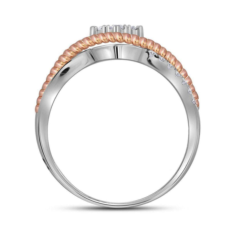 10k 2-tone Gold Women's Diamond Rope Rose-tone Ring - FREE Shipping (US/CA)-Gold & Diamond Bands-5-JadeMoghul Inc.