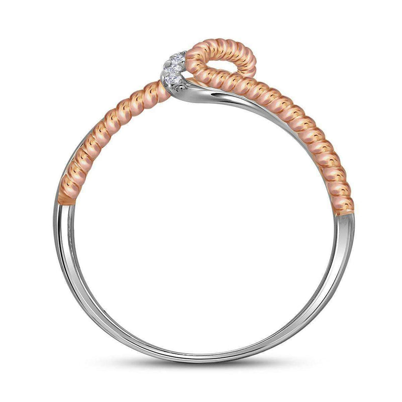 10k 2-tone Gold Women's Diamond Rope Rose-tone Ring - FREE Shipping (US/CA)-Gold & Diamond Bands-5-JadeMoghul Inc.