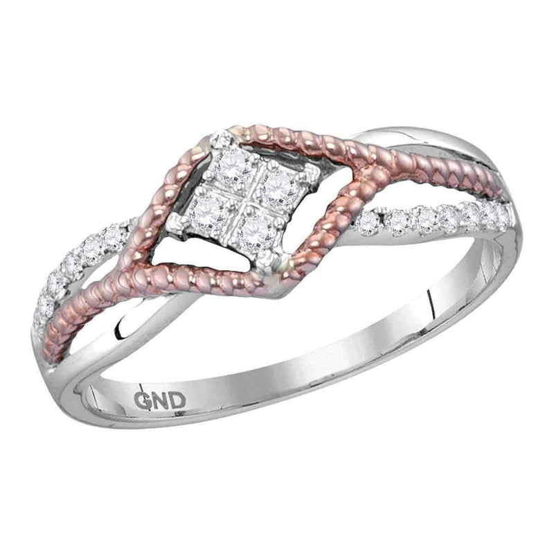 10k 2-tone Gold Women's Diamond Rope Rose-tone Ring - FREE Shipping (US/CA)-Gold & Diamond Bands-5-JadeMoghul Inc.