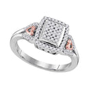 10k 2-tone Gold Women's Diamond Square Cluster Heart Ring - FREE Shipping (US/CA)-Gold & Diamond Cluster Rings-5-JadeMoghul Inc.