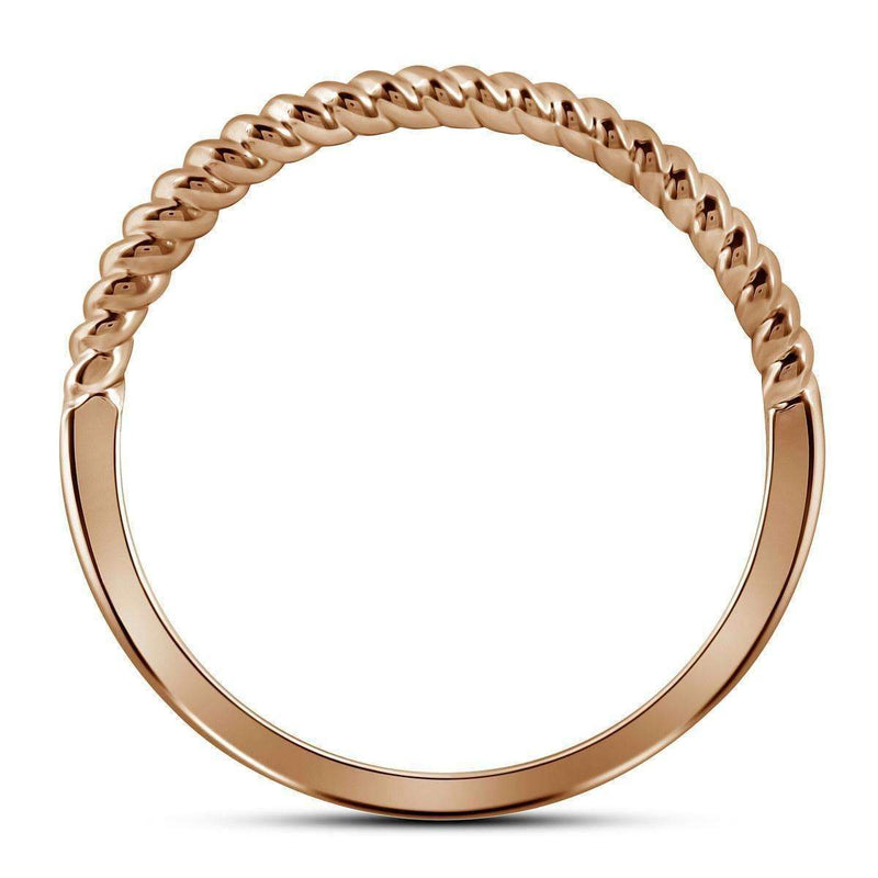 10k 2-tone Gold Women's Diamond Stackable Rope Ring - FREE Shipping (US/CA)-Gold & Diamond Rings-5-JadeMoghul Inc.