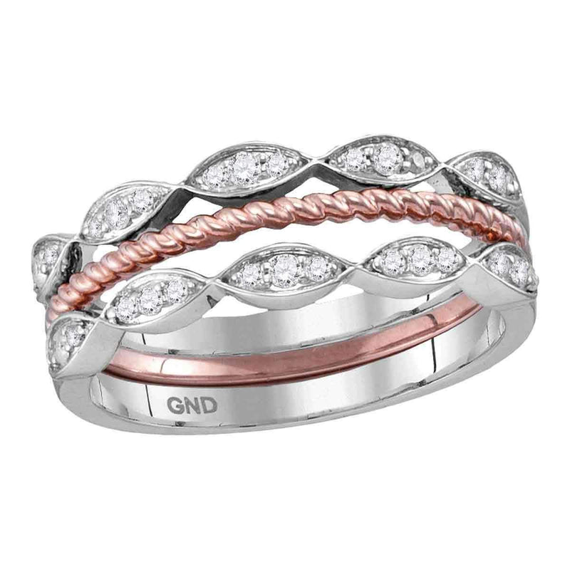 10k 2-tone Gold Women's Diamond Stackable Rope Ring - FREE Shipping (US/CA)-Gold & Diamond Rings-5-JadeMoghul Inc.