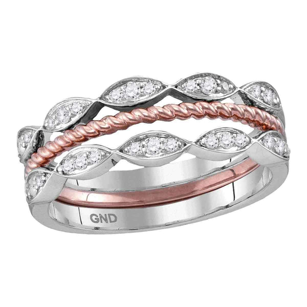 10k 2-tone Gold Women's Diamond Stackable Rope Ring - FREE Shipping (US/CA)-Gold & Diamond Rings-5-JadeMoghul Inc.