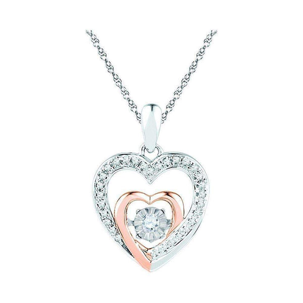 10k 2-tone Gold Women's Diamond Twinkle Heart Pendant - FREE Shipping (US/CA)-Gold & Diamond Pendants & Necklaces-JadeMoghul Inc.