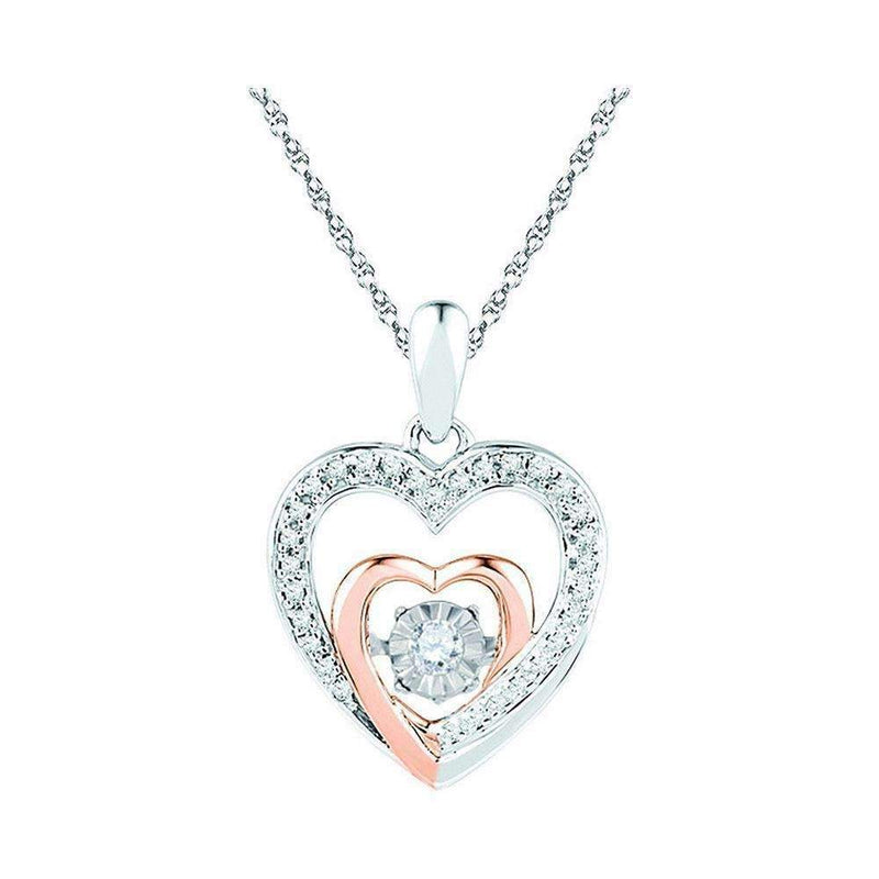 10k 2-tone Gold Women's Diamond Twinkle Heart Pendant - FREE Shipping (US/CA)-Gold & Diamond Pendants & Necklaces-JadeMoghul Inc.