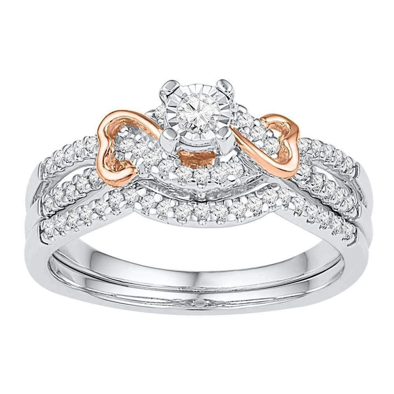 10k 2-tone Gold Women's Diamond Wedding Ring Set - FREE Shipping (US/CA)-Wedding Jewelry-5-JadeMoghul Inc.