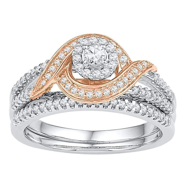 10k 2-tone Gold Women's Diamond Wedding Ring Set - FREE Shipping (US/CA)-Wedding Jewelry-5-JadeMoghul Inc.